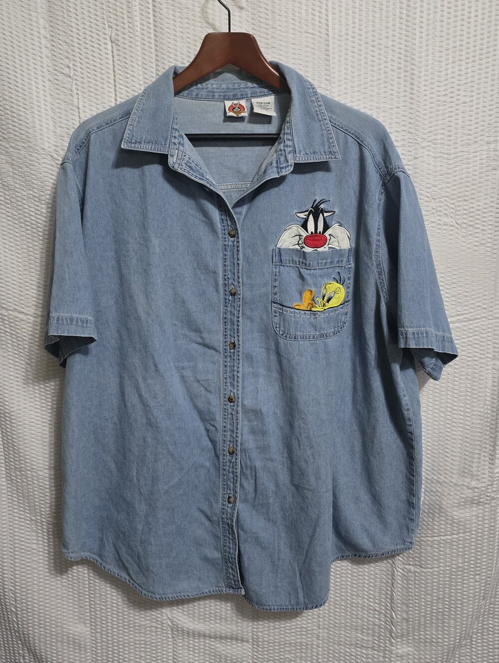 Vintage Looney Tunes Denim Shirt 22W/24W Sylvester Tweety Y2K